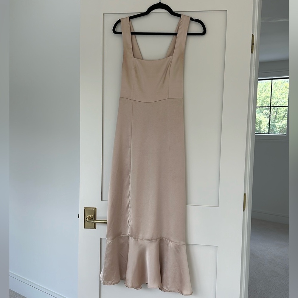 Show Me Your Mumu Claire Midi in Champagne Luxe Satin